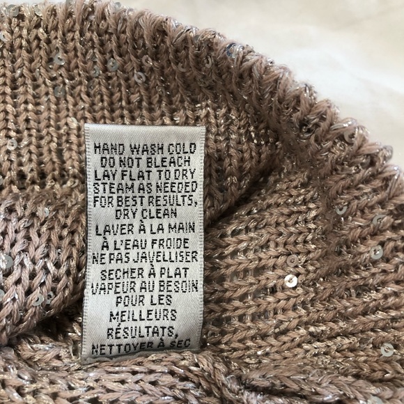WD.NY Sequin Knit Top Taupe/Pink size Sm Med Large - Picture 6 of 9